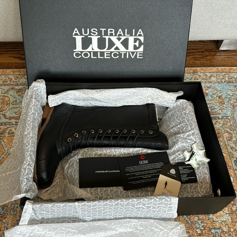 Australia Luxe Collective Havea Shearling Leather Tall Duck Boots Sz 5